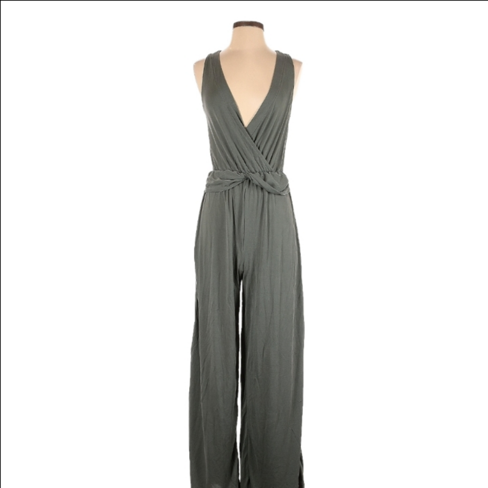 Splendid Wide Leg Jumpsuit Sleeveless Olive Grayish Green Women's XS